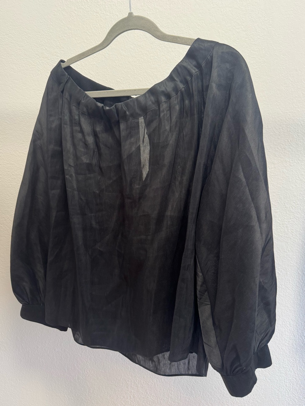 AllSaints Ellie Top, Black Sheer Blouse, US 10, NWT